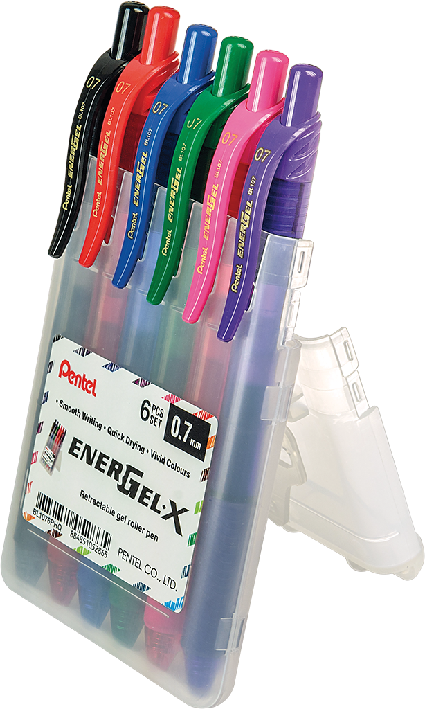 EnerGel-X 0.7mm Metal Tip Gel Roller Pen (6 PC Set)