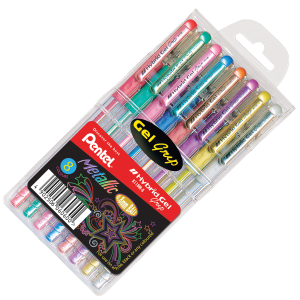 Hybrid Metallic Grip 0.8mm Gel Roller Pen (8PC Set)